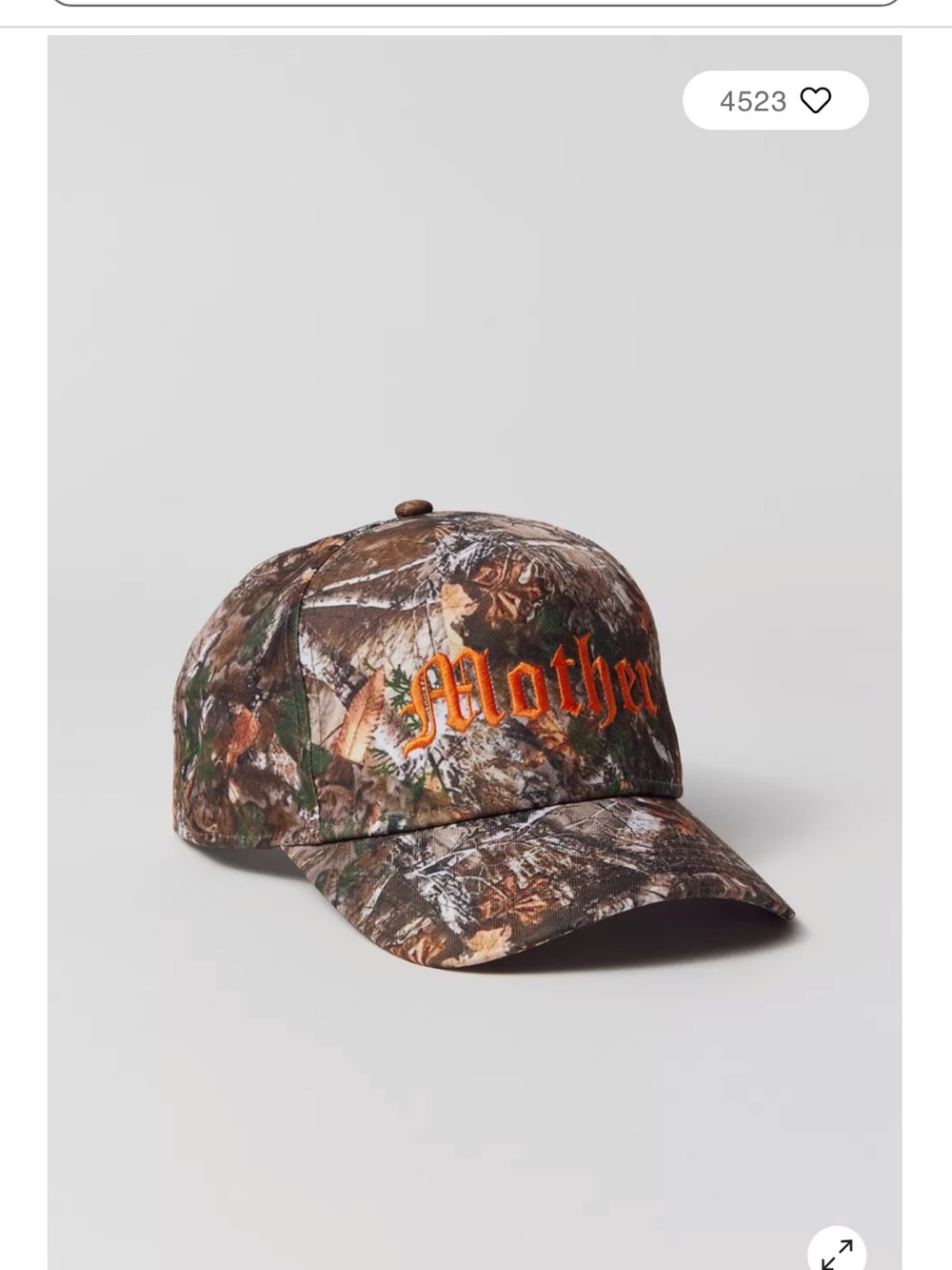 Urban Outfitters Camo Cap with Orange 'Mother' Embroidery